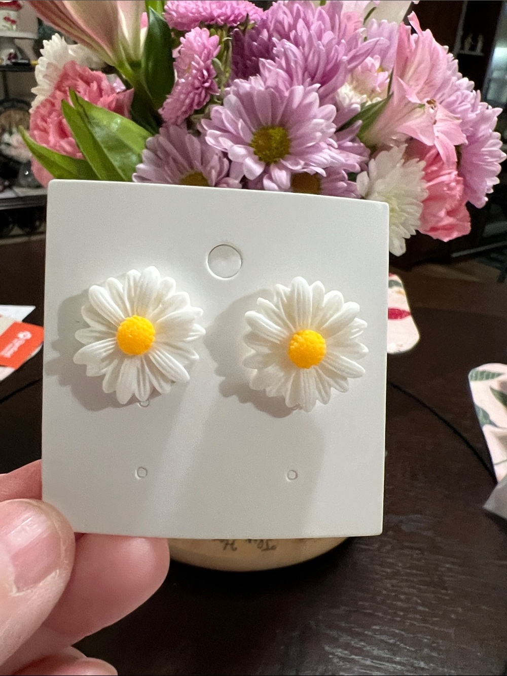 New Daisy Stud Earrings in White and Yellow